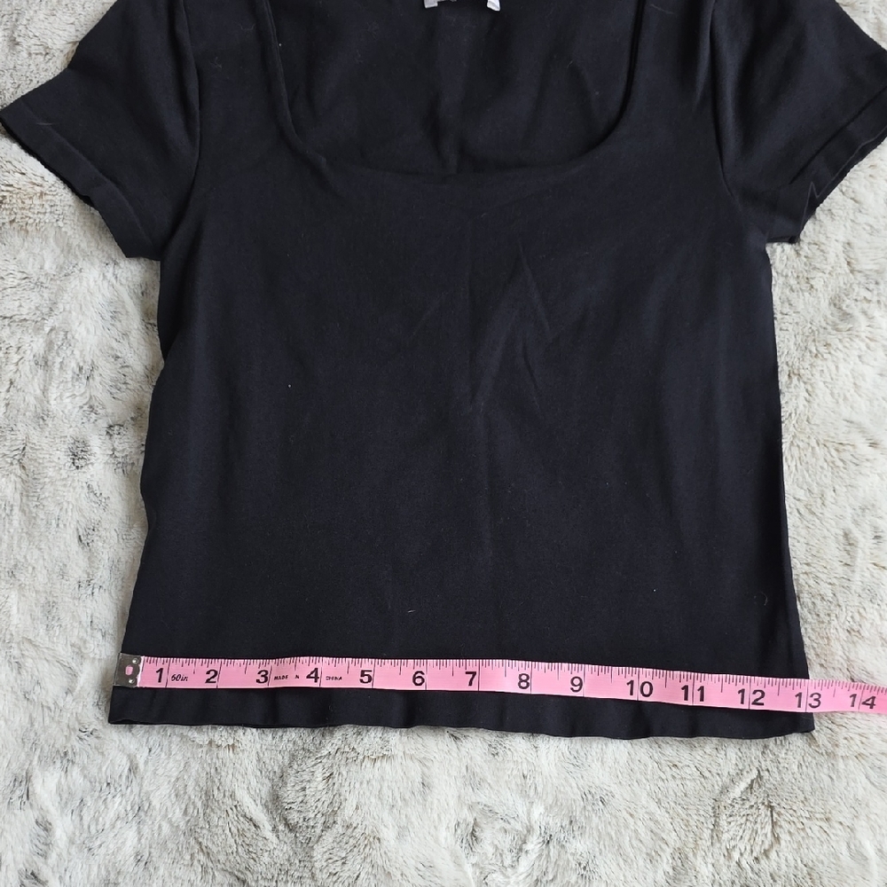 Altar'd State Black Seamless Square Neck Short Sleeve Tee - Picture 5 of 8